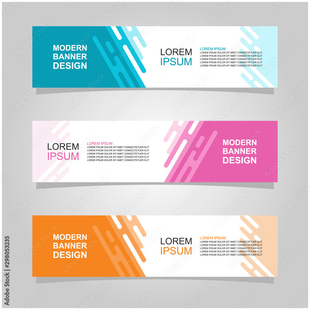 Wall mural vector abstract banner design web template set of 3. abstract geometric background used for letterhe