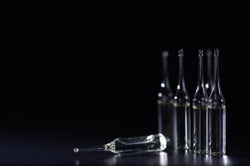 Medical drug ampoules. Medicines for injection.