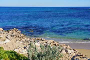 View of the Shoalwater Island Marine Park on the Indian Ocean near Rockingham in Western Australia