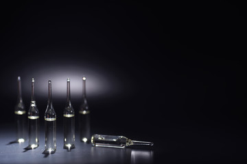 Medical drug ampoules. Medicines for injection.