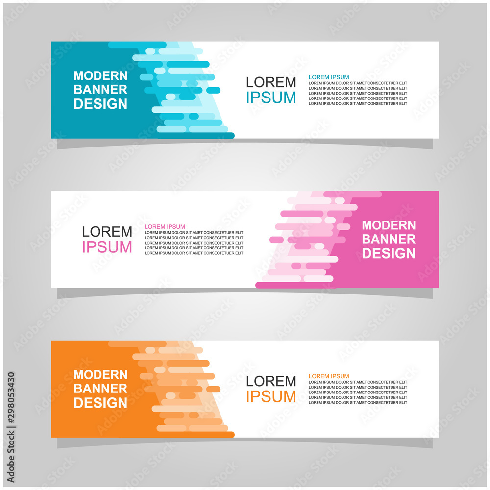 Wall mural vector abstract banner design web template set of 3. abstract geometric background used for letterhe