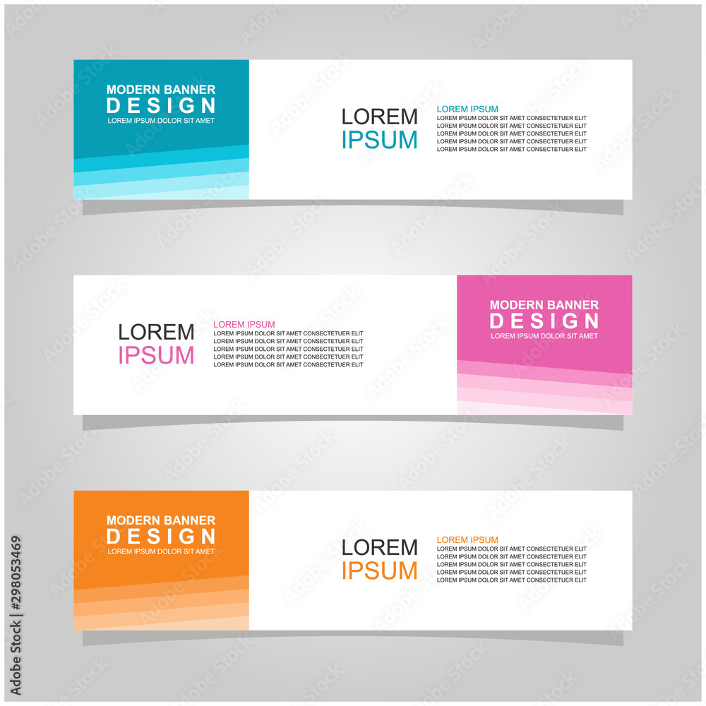 Wall mural vector abstract banner design web template set of 3. abstract geometric background used for letterhe