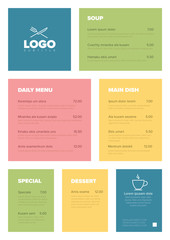 Fototapeta na wymiar Modern flat minimalistic restaurant menu template
