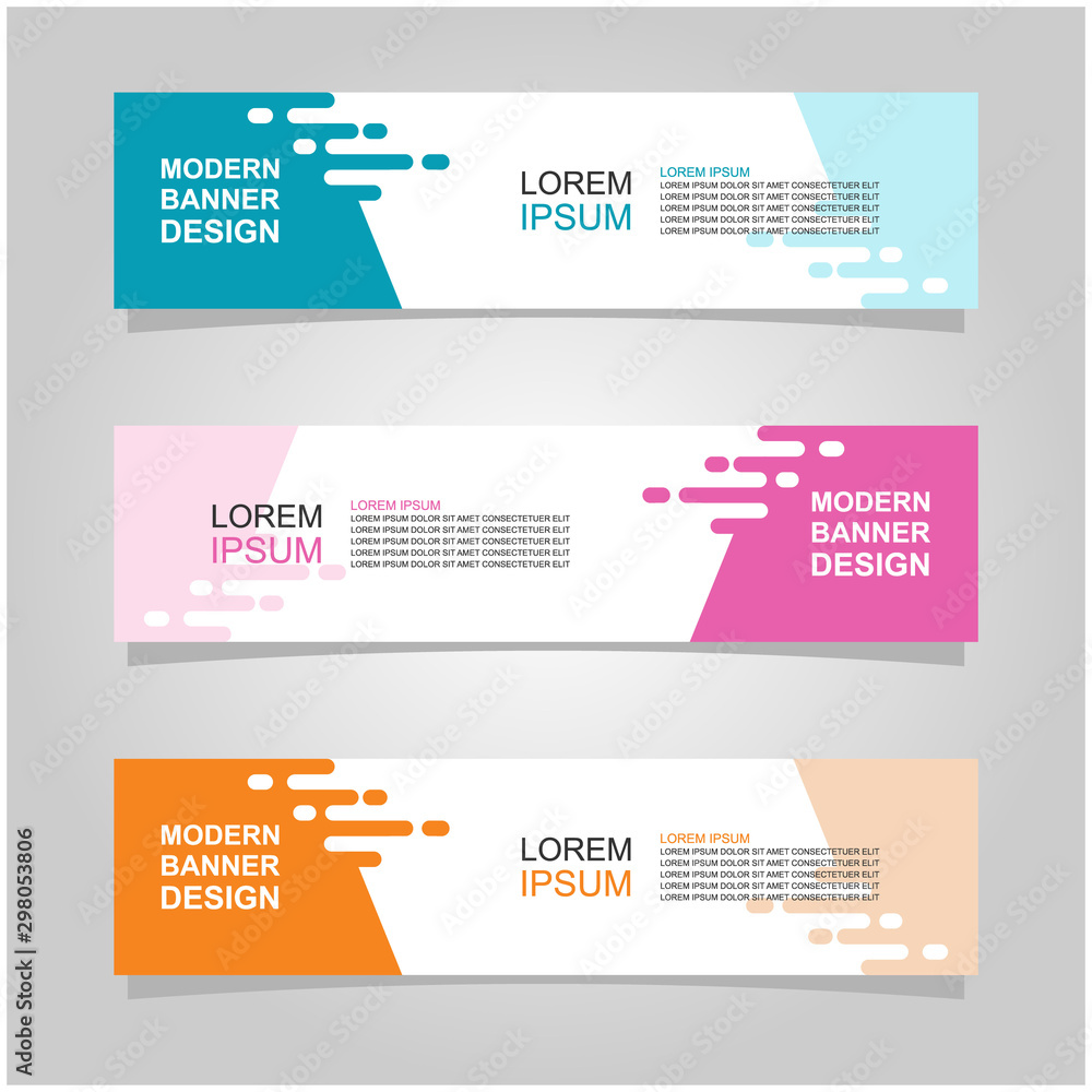 Wall mural vector abstract banner design web template set of 3. abstract geometric background used for letterhe