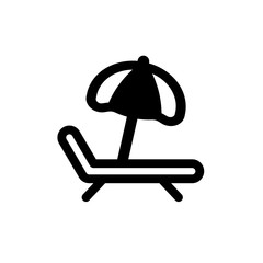 a deckchair with an umbrella vector icon