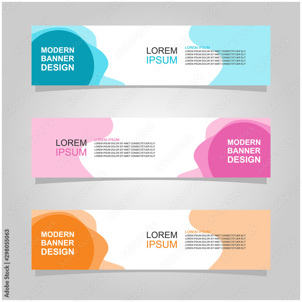 Wall mural vector abstract banner design web template set of 3. abstract geometric background used for letterhe