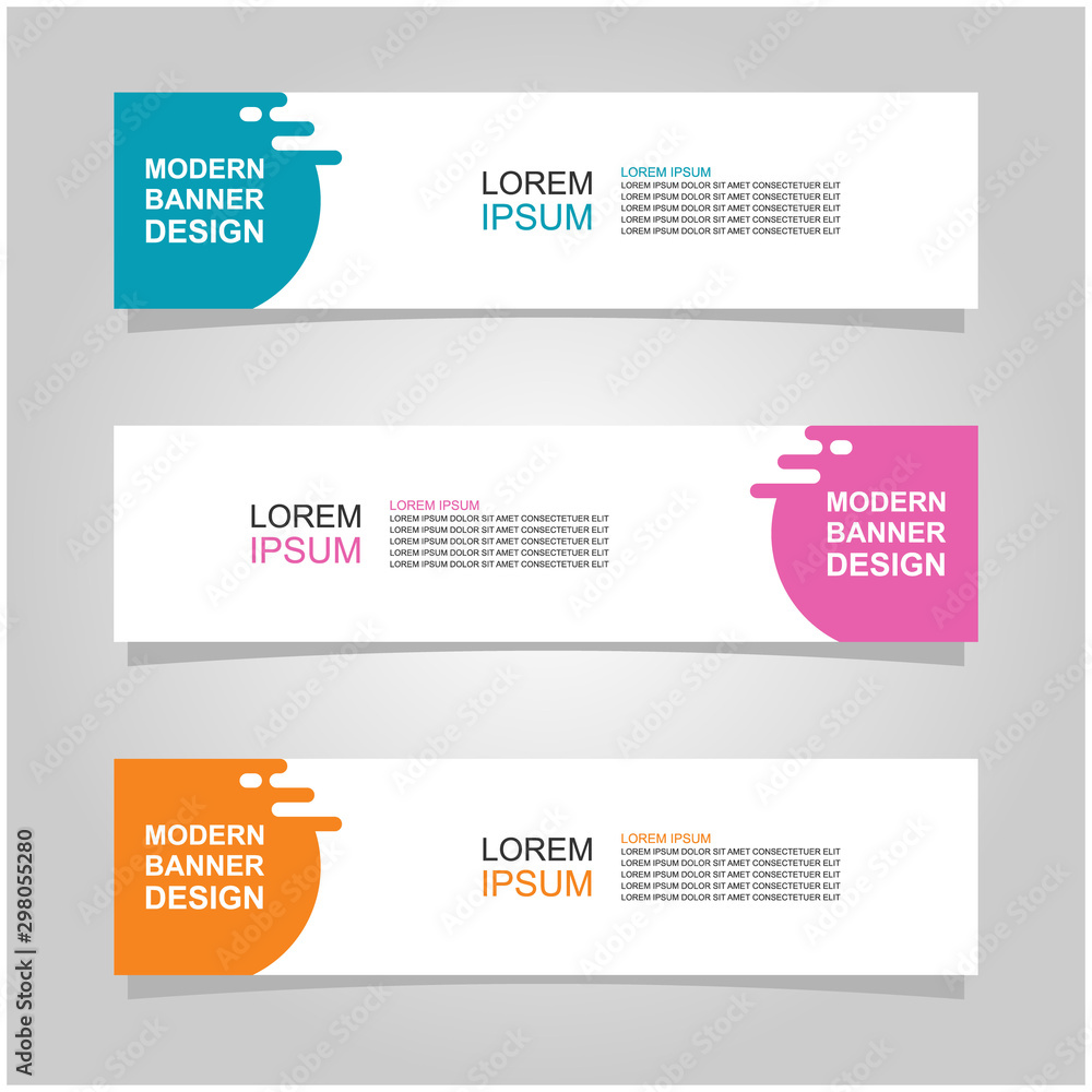 Wall mural vector abstract banner design web template set of 3. abstract geometric background used for letterhe