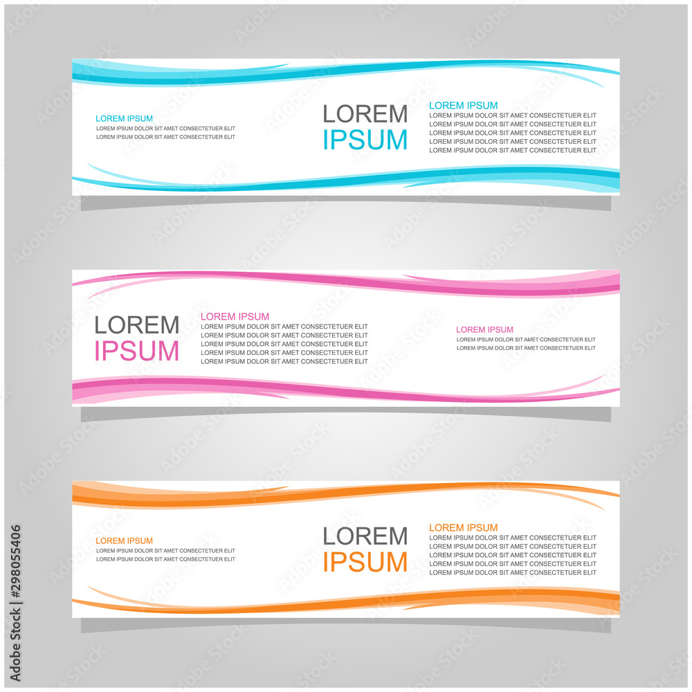 Wall mural vector abstract banner design web template set of 3. abstract geometric background used for letterhe