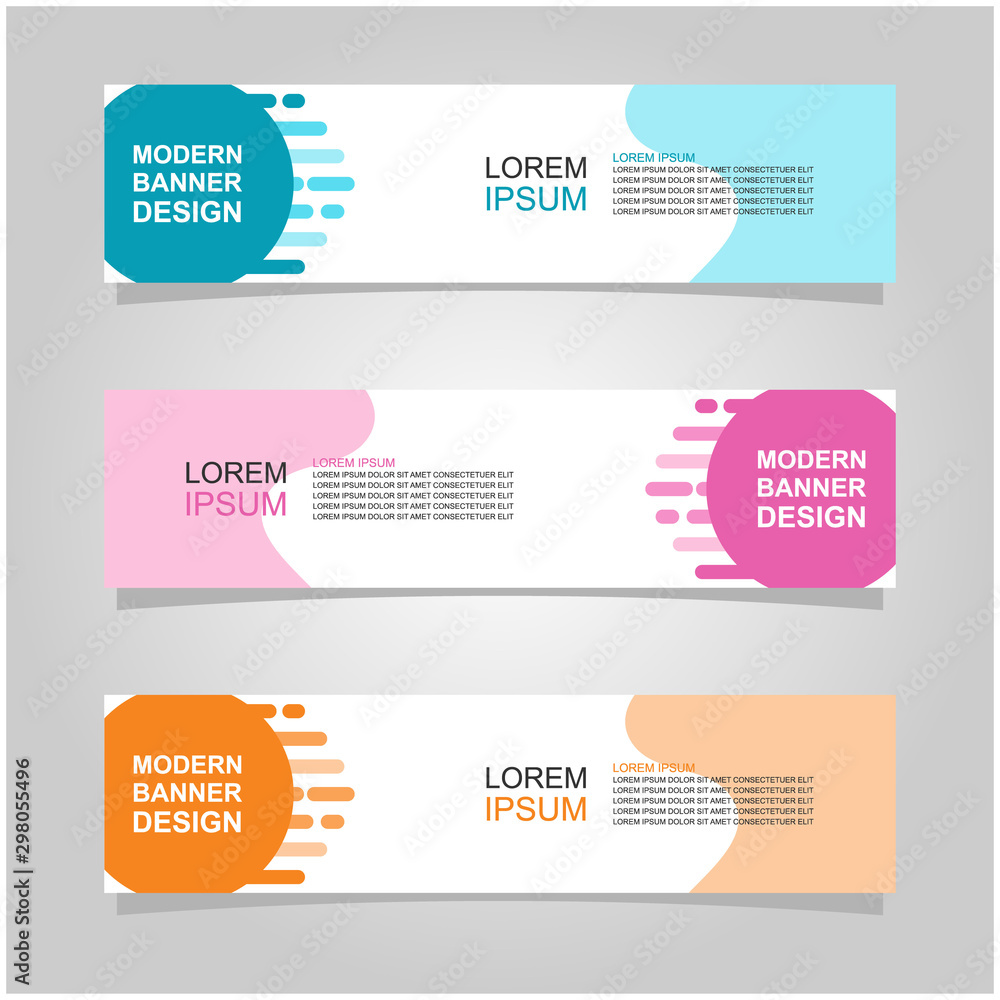 Wall mural vector abstract banner design web template set of 3. abstract geometric background used for letterhe