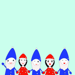Christmas Card, Seasons greetings , cute Christmas gnomes