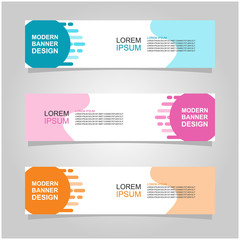 Vector abstract banner design web template set of 3. Abstract geometric background used for letterhead, header, footer, layout, landing page and print media