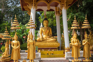 Laos, Old Buddha image in Wat Sisaket popular place to visit in Vientiane city and landmark, Old buddha statue in laos (Vientiane, Laos)