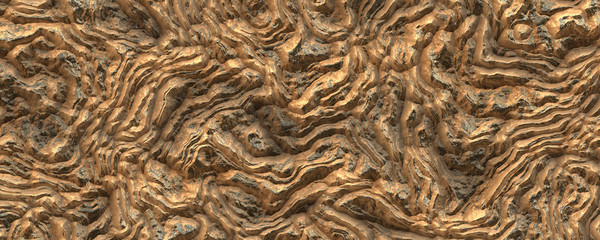 Wavy brown rock terrain background