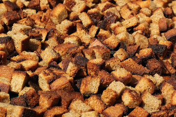Rusks made of bread. Black bread. Background