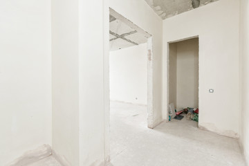 interior of the apartment without decoration in white colors