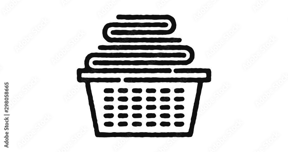 Poster laundry outline icon animation footage/video. hand drawn like symbol animated with motion graphic, c