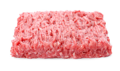 Fresh raw minced meat on white background