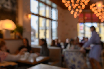 Cafe restaurant blured bokeh background 