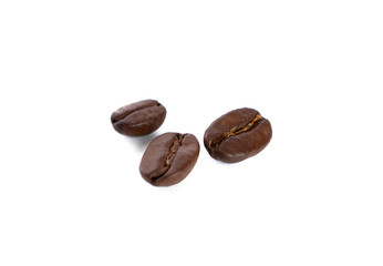 roasted coffee beans isolated on white background