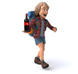 Fun backpacker cartoon guy