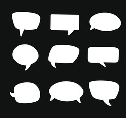 Stickers of speech bubbles vector set. Speech bubbles hand drawn sketch set.