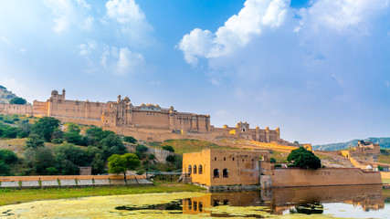 Fototapeta premium Amer Fort, Amber Palace near Jaipur in Rajasthan, India 