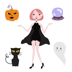 Cute Witch Halloween Element Hand Drawn