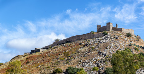 Fototapeta na wymiar The Aracena castle built between the 13th and 15 centuries over the ruins of an older Moorish Castle