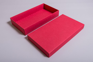 Gray cardboard box with cover , mock up isolates