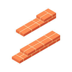 Vector isometric masonry items in flat style