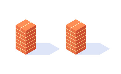 Vector isometric masonry items in flat style