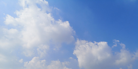white clouds in the blue sky natural background beautiful nature space for write