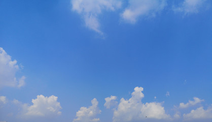 white clouds in the blue sky natural background beautiful nature space for write