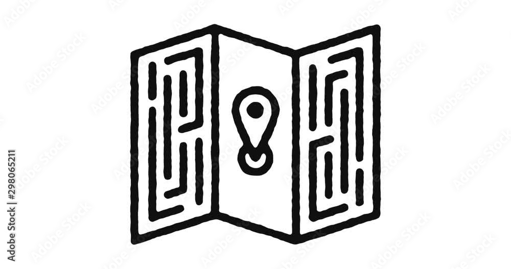Poster location outline icon animation footage/video. hand drawn like symbol animated with motion graphic, 