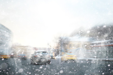 Traffic jam from cars in the city. Streets at rush hour.