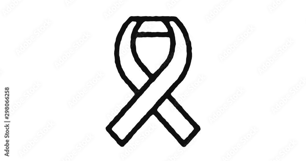 Poster Awareness outline icon animation footage/video. Hand drawn like symbol animated with motion graphic, can be used as loop item, has alpha channel and it's at 4K video resolution.