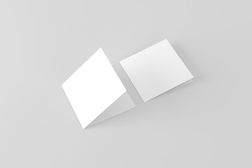 Square Bifold Business Card White Blank Mockup