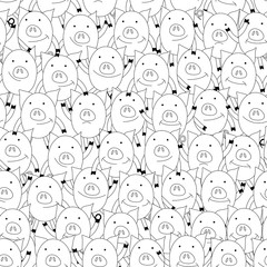 Cute pigs seamless pattern. Funny seamless pattern with cute piglets. Cartoon seamless pattern background.