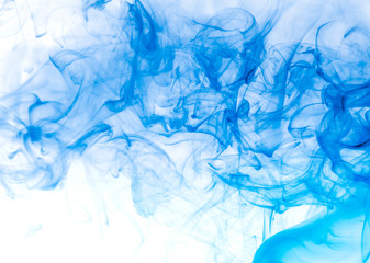 Fototapeta na wymiar Blue smoke on white background