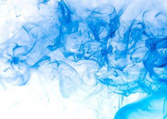 Blue smoke on white background