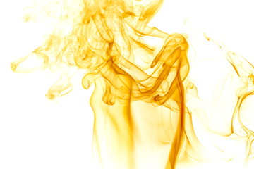 Yellow smoke on white background