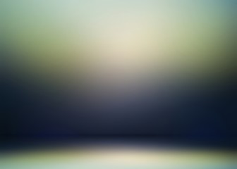 Blue green dark muted 3d abstract background. Night low light studio illustration. Wall and floor blurred texture. Secret room interior.