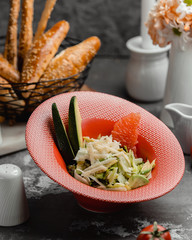 fruit and vegetable salad on the table
