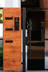 Intercom on a gate of an residential building.