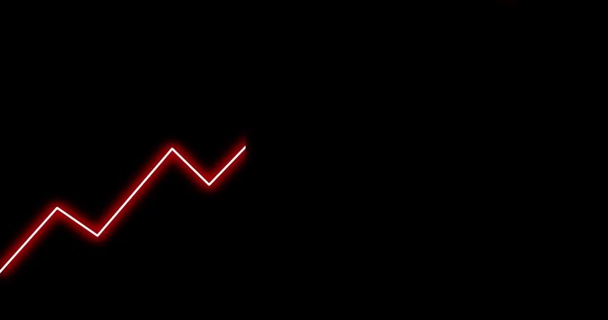 neon light moving as uptrend graph on black background 