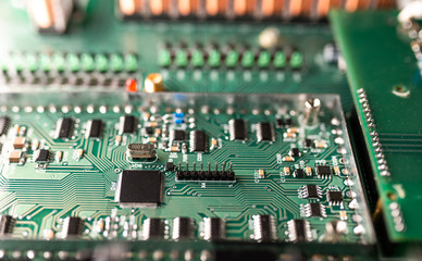 Large green microcircuit and luminous panels