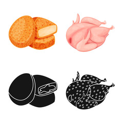 Vector illustration of product and poultry icon. Set of product and agriculture vector icon for stock.