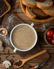 mushroom cream soup on the table