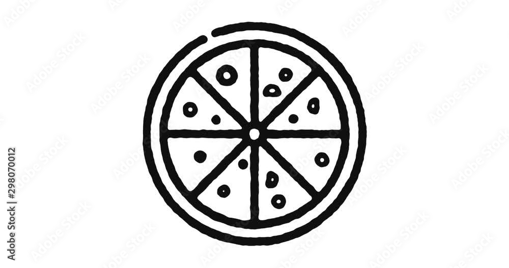 Aufkleber pizza delivery outline icon animation footage/video. hand drawn like symbol animated with motion gra