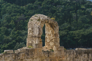 Naklejka premium Close up view of the arch of The Odeon of Herodes Atticus in Acropolis, Athens, Greece